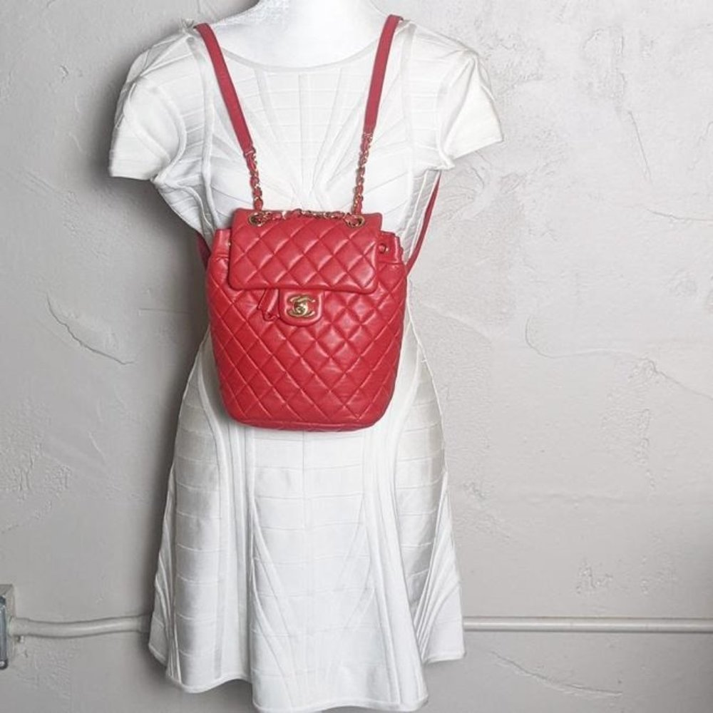 Chanel Mini Urban Spirit Red Lambskin Leather Backpack - Picture 9 of 10